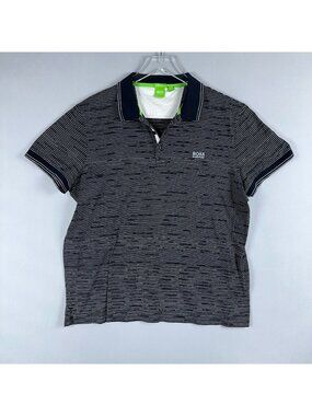 Hugo Boss Polo Shirt Mens Size XXL Striped Regular Fit 100% Cotton Navy White